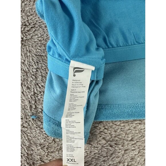Fabletics Built-In Bra Tank Women Size XXL Mock Light Blue Terrycloth Gym New - Picture 9 of 12
